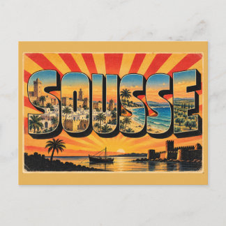 Carte Postale Art de voyage vintage des oliveraies de la plage d