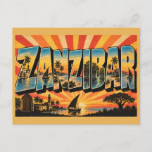 Art de voyage vintage du port historique de Zanzib