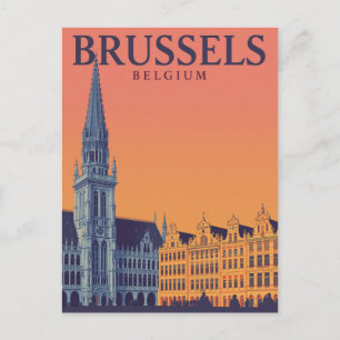 Carte Postale Art de voyage vintage Grand Place de Bruxelles