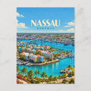 Carte Postale Art de voyage vintage Nassau Bahamas