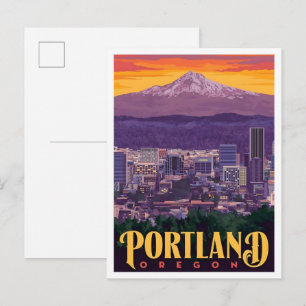 Carte Postale Art de voyage vintage Portland Oregon États-Unis