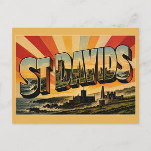 Carte Postale Art de voyage vintage St Davids Pays de Galles