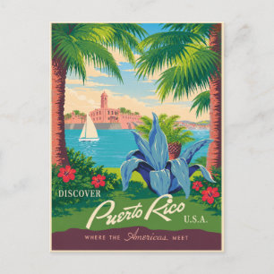 Carte Postale Art de voyage vintage WPA Découvrez Porto Rico