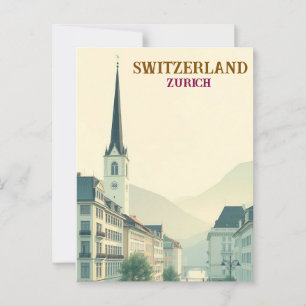 Carte Postale Art de voyage vintage Zurich Suisse