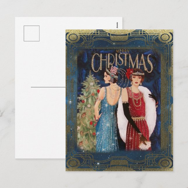 Carte postale Art déco 1920 Vintage Christmas (Devant / Derrière)