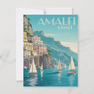 Carte Postale Art déco de la côte d'Amalfi