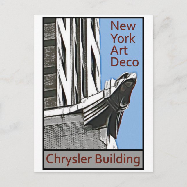 Carte Postale Art déco de New York - Chrysler construisant Eagle (Devant)
