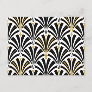 Carte Postale Art Deco fan pattern - black and white