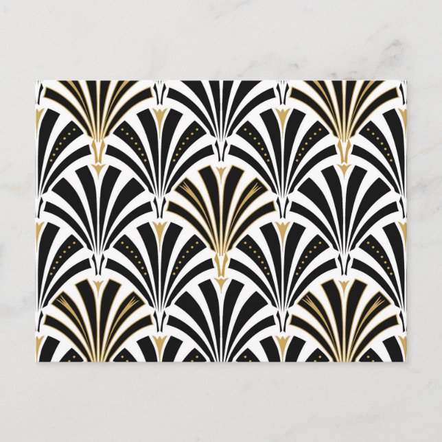 Carte Postale Art Deco fan pattern - black and white (Devant)