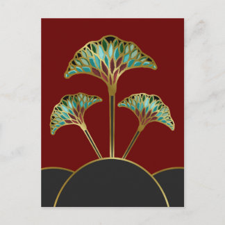 Carte postale Art déco Feuille Ginkgo