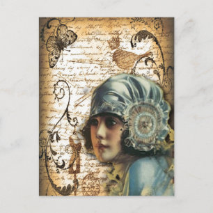 Carte Postale Art Déco Gatsby Girl Paris fashionista
