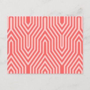 Carte Postale Art Déco Géométrique - corail rose et coquille ros