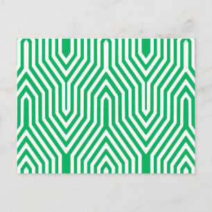 Carte Postale Art Déco géométrique - Jade vert et blanc