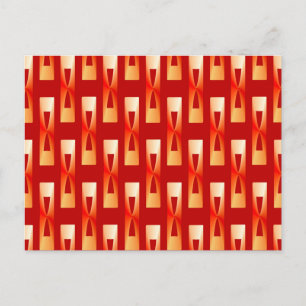 Carte Postale Art Déco Géométrique métallique - Rouge et Corail