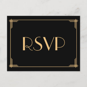 Carte postale Art Déco Great Gatsby Wedding RSVP