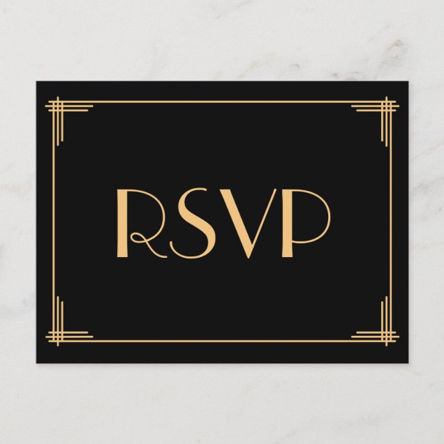 Carte postale Art Déco Great Gatsby Wedding RSVP (Devant)