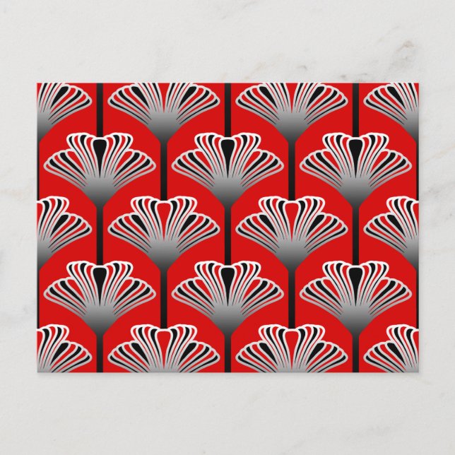 Carte Postale Art déco Lily, Deep Red and Grey / Grey (Devant)