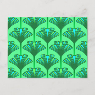 Carte Postale Art Déco Lily, Jade Green et Turquoise