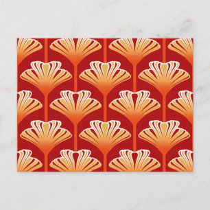 Carte Postale Art Déco Lily, Tangerine Orange et Or
