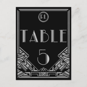 Carte Postale Art déco noir Gatsby Style Tableau Numéro 5