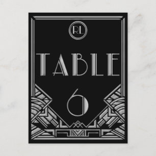 Carte Postale Art déco noir Gatsby Style Tableau Numéro 6