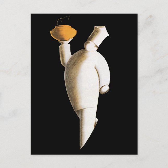 Carte Postale Art Déco Restaurant Chef, Affaires Vintages (Devant)