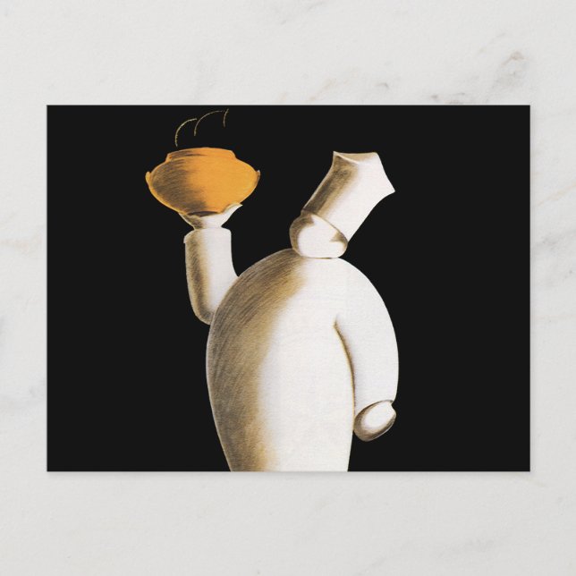 Carte Postale Art Déco Restaurant Chef, Affaires Vintages (Devant)