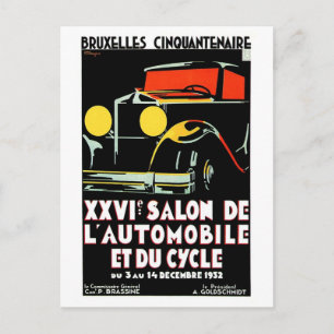 Carte Postale Art déco vintage Bruxelles auto salon