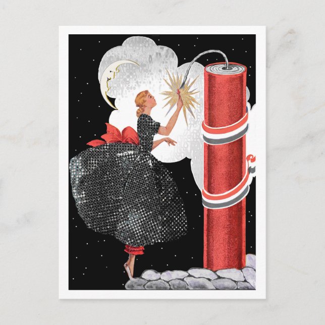 Carte Postale ART DÉCO vintage "FIRECRACKER FIZZIES" (Devant)