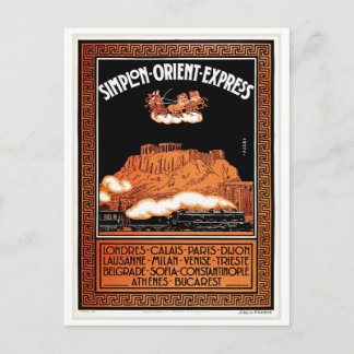 Carte Postale Art déco vintage Simplon Orient Express Athènes