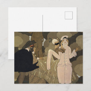 Carte Postale Art Déco vintage, Surprise de George Barbier