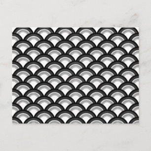 Carte Postale Art Deco wave pattern - black and white