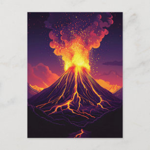 Carte Postale Art d'éruption volcanique dramatique