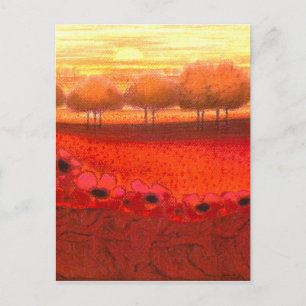 Carte Postale Art Design "Fleurs rouges" un rêve paysage