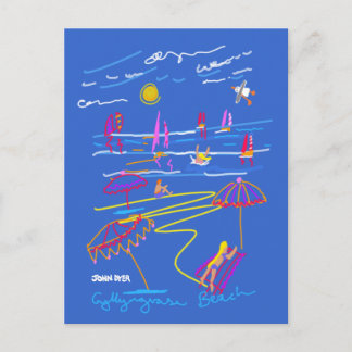 Carte postale Art : Dessin d'été de la plage de Gy