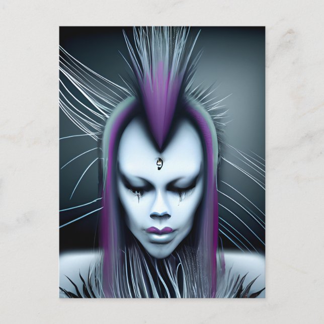 Carte Postale Art d'IA Hybride Éthéré Humain Alien Dystopique (Devant)