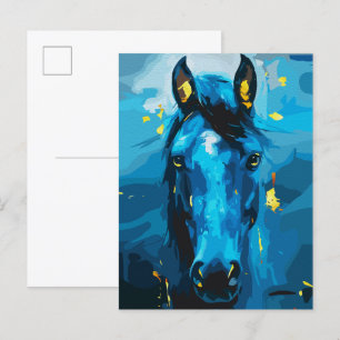 Carte Postale Art du cheval bleu majestueux - Force et Élégance