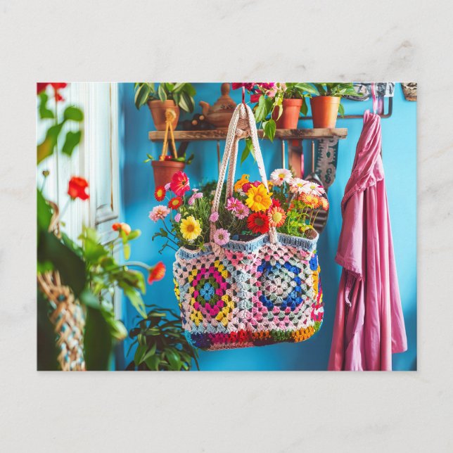 Carte Postale Art du crochet Granny Square (Devant)
