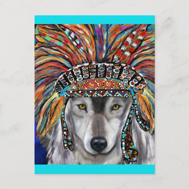 Carte Postale Art du Loup Gris (Devant)