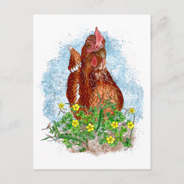 Carte Postale Art du poulet tiré à la main (Devant)