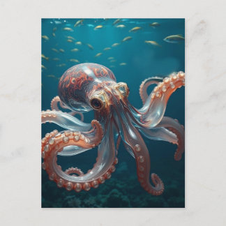 Carte Postale Art du poulpe en verre iridescent | Fantaisie de l