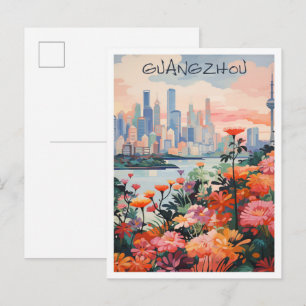 Carte Postale Art du voyage vintage à Guangzhou Chine
