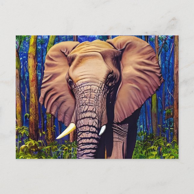 Carte Postale Art Elephant Animal (Devant)
