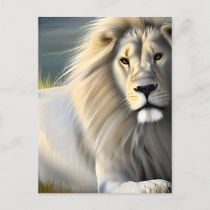 Carte Postale Art Ethérée Lion Majestic Blanc