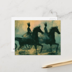 Carte Postale Art fantastique de reines sur des hippocampes