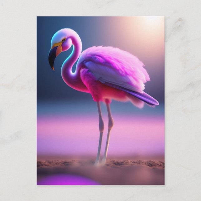 Carte postale art flamingo rose (Devant)