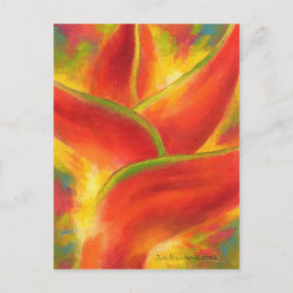 Carte Postale Art Fleur d'Heliconia Rouge - Multi