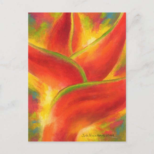 Carte Postale Art Fleur d'Heliconia Rouge - Multi (Devant)