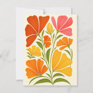 Carte Postale Art Fleur sauvage peint à la main