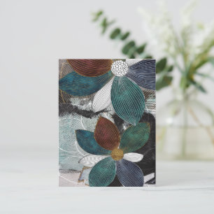 Carte Postale Art Floral Abstrait en Linework avec des pétales g